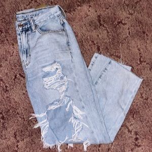 American Eagle Super Distressed Ankle Mom Jean